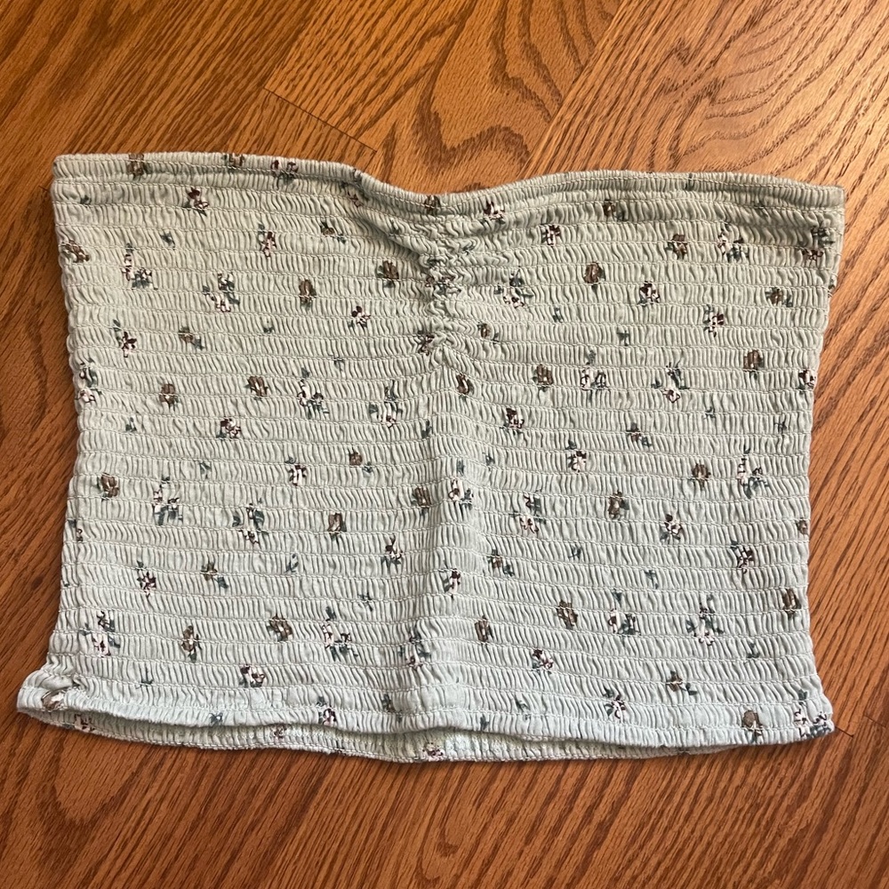 Floral print ruched tube top